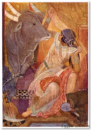 A mythological scene - the god assumes the form of a bull